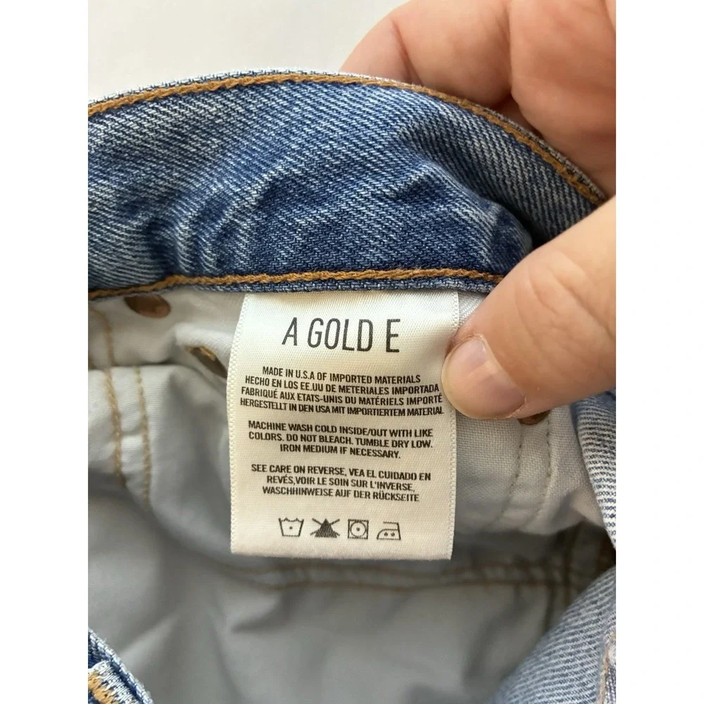 AGOLDE Jamie High Rise Jeans Light Wash Straight Leg Sz 27 Distressed‎ Casual